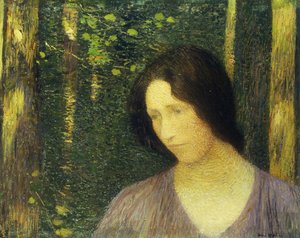 Hoofd van een vrouw; Tete de Femme door Henri Martin