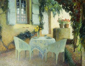 Terras van het landhuis in Marquayrol door Henri Martin