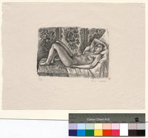 Liggend naakt met het scherm Lodewijk XIV door Henri Matisse
