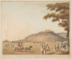Een uitzicht op Mount St. Thomas, nabij Madras, naar James Hunter door Henri Merke