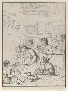 Koters, bij de haard, 1799 door Henri Merke