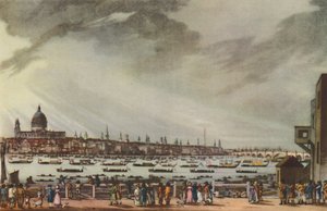 De begrafenisstoet van Lord Nelson over water van Greenwich Hospital naar Whitehall, 9 januari 1806 door Henri Merke