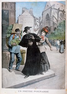 Een katholieke priester wordt op straat neergestoken door een vrouw, Frankrijk, 1897 door Henri Meyer