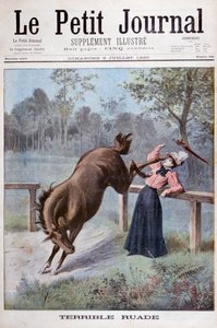 Een jonge vrouw wordt geschopt door een paard, 1898 door Henri Meyer