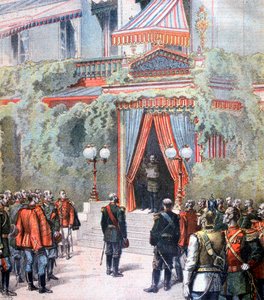 Aankondiging over de gezondheid van tsaar Alexander van Rusland, Livadia Paleis, St. Petersburg, Rusland, 1894 door Henri Meyer