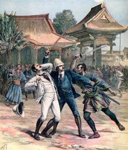 Mislukte aanslag op Tsarevitsj Nicolaas van Rusland, Otsu, Japan, 1891 door Henri Meyer