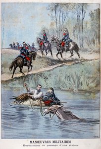 Franse militaire manoeuvres, een rivier doorwaden, 1898