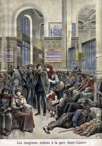Italiaanse emigranten op het station St Lazarus, in 