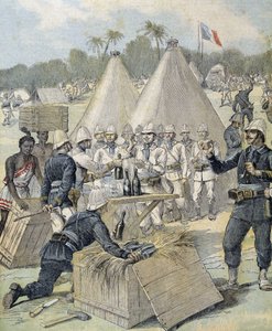 Nieuwjaarsgeschenken voor de soldaten in Dahomey (nu Benin) - in "Le Petit Journal" van 31/12/1892 door Henri Meyer