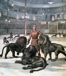 Leeuwentemmen in het Lhippodrome, Parijs door Henri Meyer