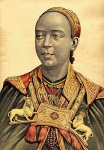 Portret van de keizerin van Abessinië en Ethiopië Taitou (Taytu Betul)