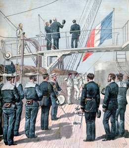 Groet aan de vlag, Franse marine-oefeningen, 1891 door Henri Meyer