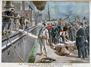 Spaanse gevangenen arriveren in Key-West, Spaans-Amerikaanse Oorlog, 1898 door Henri Meyer