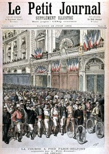Start van de menigte die deelneemt aan de Parijs - Belfort loop georganiseerd door de Petit Journal - in 