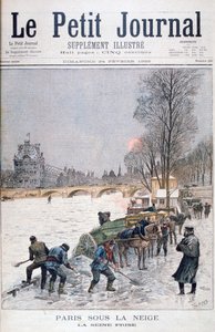 De bevroren Seine, winter, Parijs, 1895
