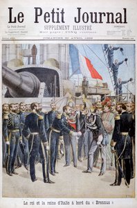 De koning en de koningin van Italië aan boord van het Franse slagschip Brennus, 1899 door Henri Meyer