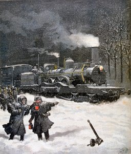 Trein geblokkeerd door sneeuw, Frankrijk, 1892 door Henri Meyer