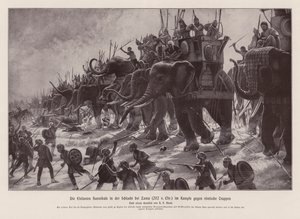 Hannibals olifanten in de Slag bij Zama, 202 v.Chr. door Henri Paul (after) Motte