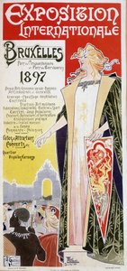Poster van de Brusselse Internationale Tentoonstelling 1897 door Henri Privat Antoine Theodore Livemont (soms genoemd Privat-Livemont) (1861-1936) door Henri Henri Antoine Théodore Livemont