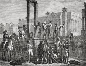De executie van Robespierre en zijn volgelingen in 1794, gegraveerd door Jonnard