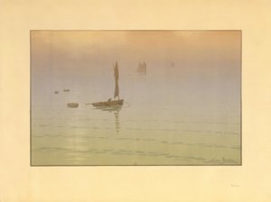 Mist op zee door Henri Rivière