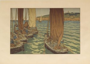 Vertrek van de boten in Tréboul door Henri Rivière