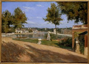 Het terras aan de Seine bij Melun door Henri Rouart