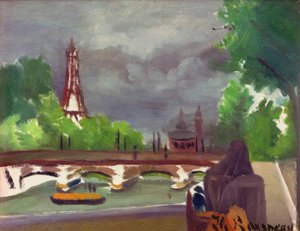Schets, uitzicht op de Eiffeltoren en het Trocadéro