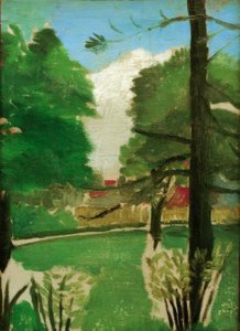 Schets, uitzicht op het Montsouris-park door Henri Rousseau