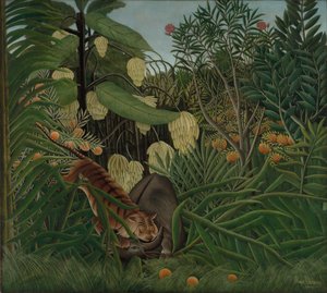 Gevecht tussen een tijger en een buffel door Henri Rousseau