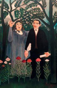 De muze inspireert de dichter door Henri Rousseau