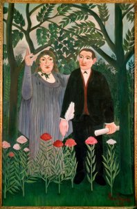 De muze inspireert de dichter door Henri Rousseau