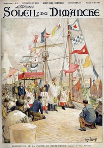 Zegen van de Newfoundland-vloot door Henri Rudaux. Gravure in 