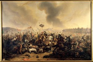 Slag door Sultan Kilij-Arslan tegen de Kruisvaarders die de stad Nicea belegeren in 1097 door Henri Serrur