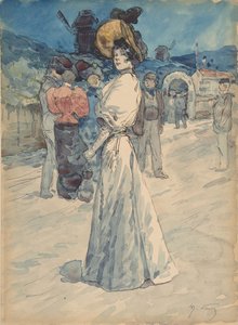 Een Parijse buiten de Moulin de la Galette, ca. 1880-1907 door Henri Somm
