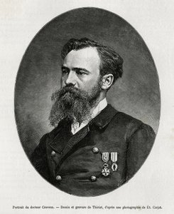 Portret van Dr. Jules Nicolas Crevaux (1847-1882), arts en ontdekkingsreiziger van Zuid-Amerika (van Frans-Guyana tot Argentinië), hij had grote belangstelling voor de studie van zeden en de geschiedenis van de bevolkingen die hij tijdens zijn reizen ontmo door Henri Thiriat