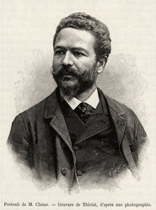Portret van Jules Claine (1856-1939), ontdekkingsreiziger en diplomaat, auteur van het verhaal. Gravure door Thiriat ter illustratie van het verhaal 