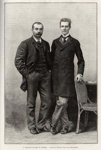 Portretten van ontdekkingsreizigers Gabriel Bonvalot (1853-1933), auteur van het verhaal en Prins Henri d