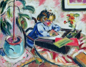 Klein schoolmeisje door Henri Victor Gabriel Le Fauconnier