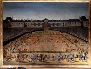 De Grote Carrousel gegeven door Lodewijk XIV in de Cour des Tuileries in Parijs, ter viering van de geboorte van de Dauphin, 5 juni 1661
