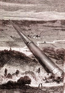 Het gigantische ruimtekanon van J. T. Maston, "Van de aarde naar de maan" door Jules Verne door Henri de Montaut