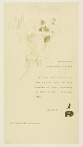 Uitnodiging voor meneer en mevrouw Alexandre Natanson door Henri de Toulouse-Lautrec