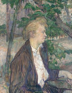 Vrouw zittend in een tuin door Henri de Toulouse Lautrec