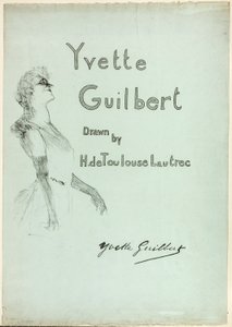 Yvette Guilbert op het podium, uit 