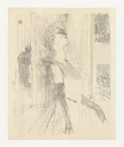 Portret van actrice Yvette Guilbert tijdens optreden door Henri de Toulouse Lautrec (signed by artist)