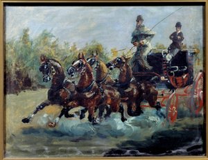 Alphonse van Toulouse Lautrec rijdt met zijn postkoets door Henri de Toulouse Lautrec