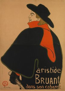 Aristide Bruant, in zijn cabaret, 1893 door Henri de Toulouse Lautrec
