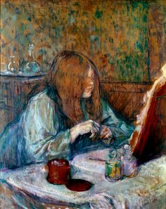Bij de toilet, mevrouw Poupoule door Henri de Toulouse Lautrec
