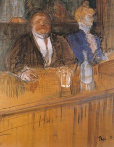 In het café: de consument en de bleke kassière door Henri de Toulouse Lautrec
