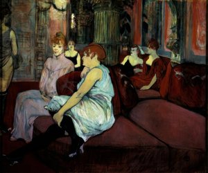 In de salon van de rue des Moulins door Henri de Toulouse Lautrec